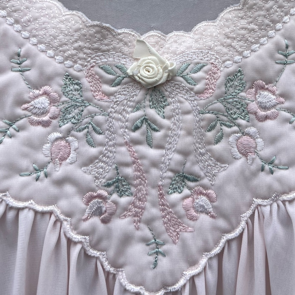 Vintage Lorraine Pale Pink Maxi Nightgown and Robe Set Made In The USA